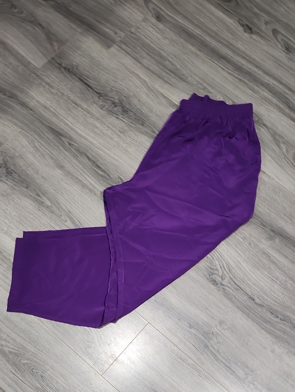 Purple Vintage Liz & Me Satin-Look Elastic Waist Pants